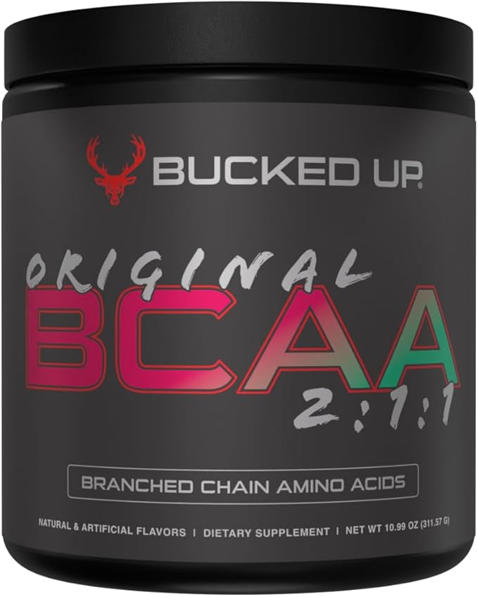 Bucked Up Original BCAA 2:1:1 Branched Chain Essential Amino Acids - Supplement Powder - | 100% Pure 2:1:1 Instantized Formula | Pre/Post Workout | 30 Servings | (Strawberry Mojito Flavor)