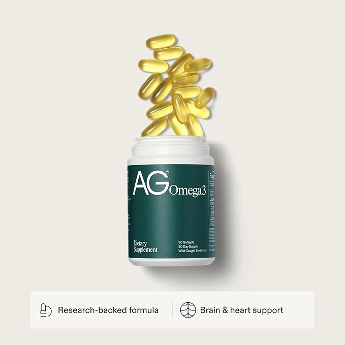 AG1 Omega 3 Fish Oil Softgels – 2000mg EPA &amp DHA from Wild-Caught Fish Supports Heart Brain &amp Joint Health | 90 Capsules | Athletic Greens Supplement