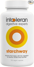 Intoleran Starchway Digestive Enzymes - 150 Capsules Supplement for Starch &amp Sucrose | Helps Digest Sugars &amp Starchy Foods | Invertase &amp Gluco-Amylase Enzymes | Pure &amp Vegan | Low FODM