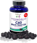 Carbon 60 (Fullerene) with Black Seed Oil - Antioxidant Supplement- All Natural Ingredients - 150 Gel Capsules