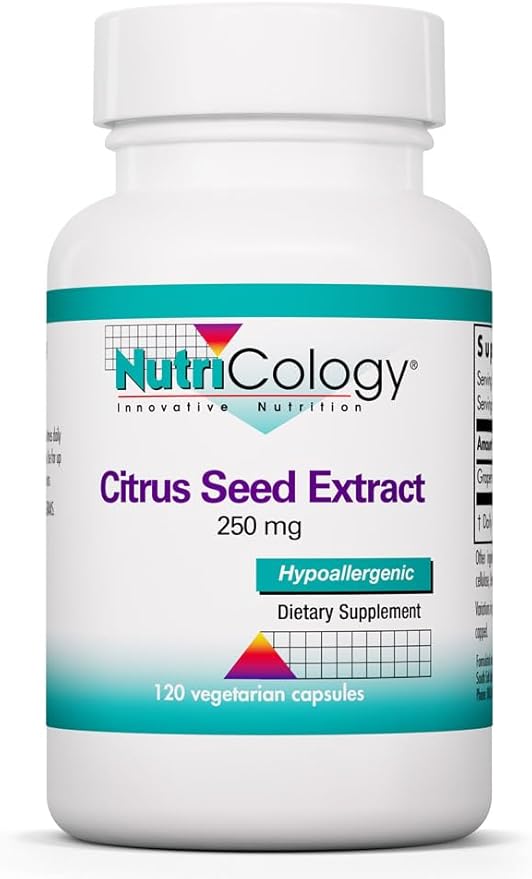 Nutricology Citrus Seed Extract Supplement - Grapefruit Seed Extract 500mg Supports Metabolic Function Contaminant Free Vegetarian Capsules - 120 Count