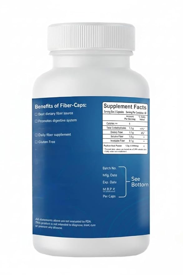 Psyllium (Sat Isabgol) Capsules: 120 Capsules (500 mg each)fiber for Effectively Relief from Constipation and Rich Source of Dietary Fiber.