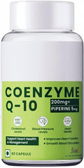 Organics Coenzyme Q10 (CoQ10) 200mg with Piperine 95%| Advanced Antioxidant &amp Heart Health Support with Arjuna Resveratrol Garlic &amp Plant-Based Nutrients | 60 Vegan Capsules