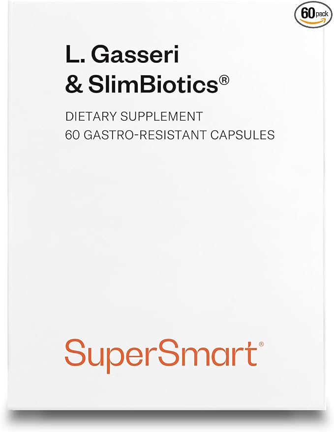 Supersmart L. Gasseri &amp SlimBiotics (Advanced Formula) - Probiotic Supplement with Lactobacillus Gasseri &amp SlimBiotics | Non-GMO &amp Gluten-Free - 60 Gastro-Resistant Capsules