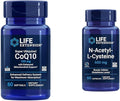 Life Extension Super Ubiquinol CoQ10 with Enhanced Mitochondrial Support &amp N-Acetyl-L-Cysteine (NAC) Immune Respiratory Liver Health NAC 600 mg