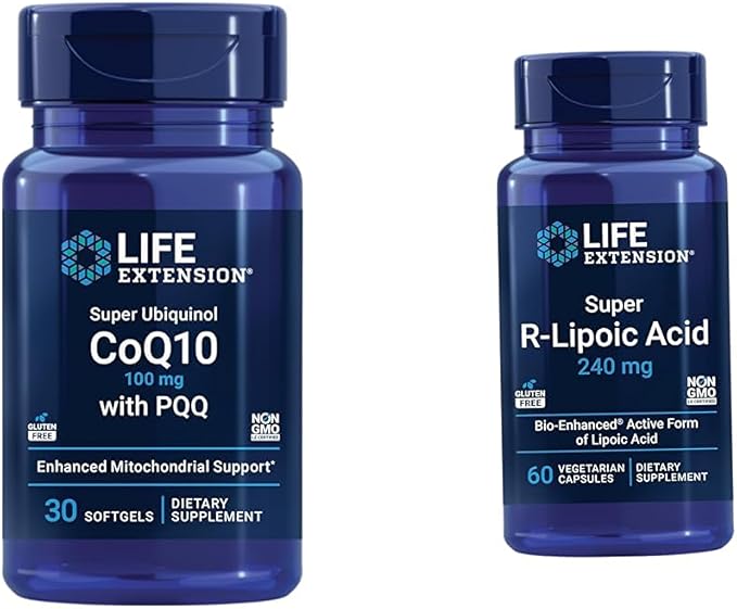 Life Extension Super Ubiquinol CoQ10 with PQQ CoQ10 PQQ shilajit Heart Health &amp Super R-Lipoic Acid – Longevity Supplement for Oxidative Stress Defense