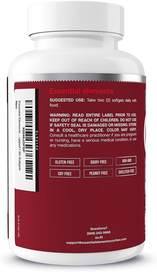 Essential Elements Omega-3 Fish Oil Supplement with EPA &amp DHA | Fatty Acids for Immune Heart &amp Cognitive Support | Omega-3 Fish Oil 120 Softgels (2-Pack)