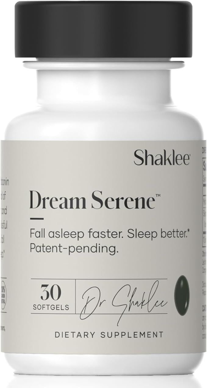 Shaklee - Dream Serene™ Melatonin Sleep Aid - Fall Asleep Faster Wake Up Refreshed - with Melatonin Valerian Lemon Balm L-Theanine - for Ultimate Beauty Sleep - 30 Softgels