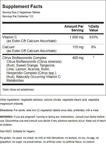 Ester-Vitamin C with Citrus Bioflavonoids 500 Milligrams 225 Veg Tabs