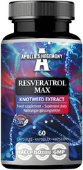 APOLLO'S HEGEMONY Resveratrol Max - 500 mg per Capsule - 60 Vegan Capsules - High Purity 98% Extract - Supports Circulatory Health - Natural Antioxidant - Dietary Supplement