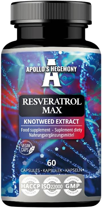 APOLLO'S HEGEMONY Resveratrol Max - 500 mg per Capsule - 60 Vegan Capsules - High Purity 98% Extract - Supports Circulatory Health - Natural Antioxidant - Dietary Supplement