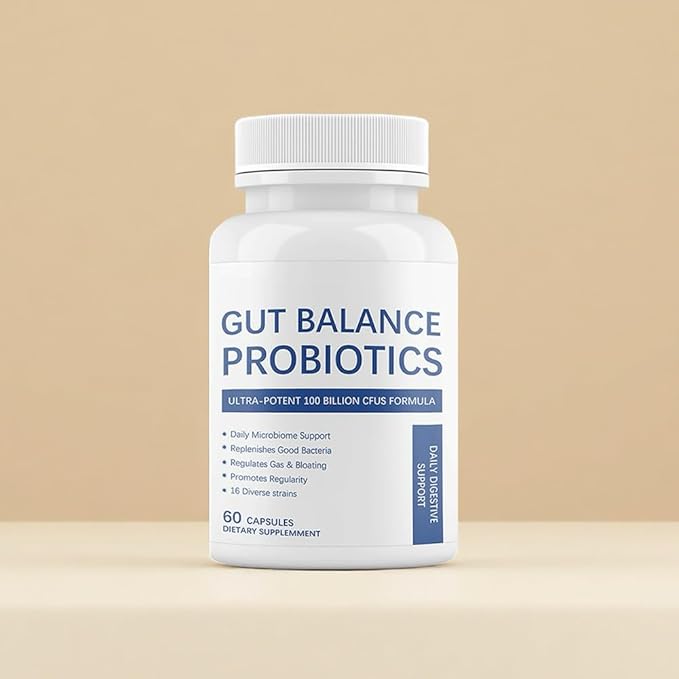 Gut Balance Probiotics - 100 Billion CFU with 16 Diverse Strains Digestive &amp Immune Support for Adults Vegan Capsules (60 Count)