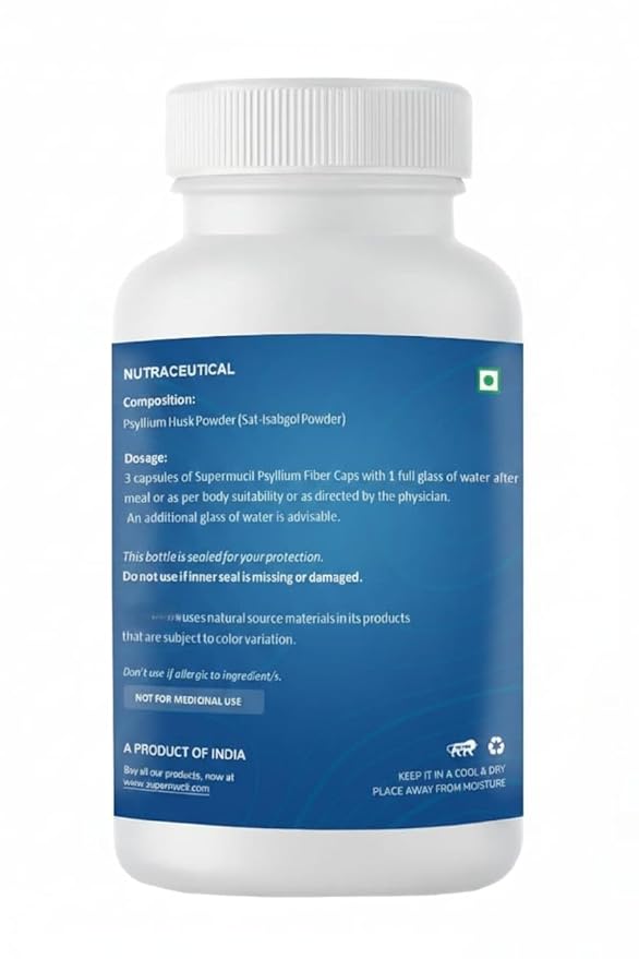 Psyllium (Sat Isabgol) Capsules: 120 Capsules (500 mg each)fiber for Effectively Relief from Constipation and Rich Source of Dietary Fiber.