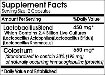 Advanced Probiotic and Colostrum // 200 Capsules // Pure // by PureControl Supplements