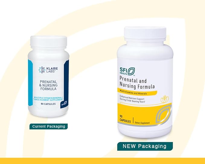 SFI Health Klaire Labs Prenatal &amp Nursing Multivitamin - Postnatal &amp Prenatal Vitamins for Women with Iron - Complete Nutritional Support During Preconception Pregnancy &amp Breastfeeding (9