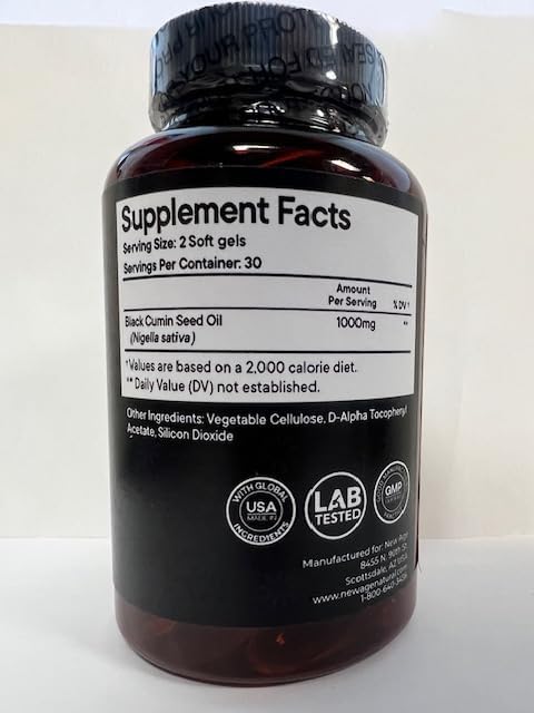 NEW AGE Black Seed Oil Softgel Capsules - Premium Cold-Pressed Nigella Sativa Producing Pure Black Cumin Seed Oil - Non-GMO &amp Vegetarian 90 Count (Pack of 3)