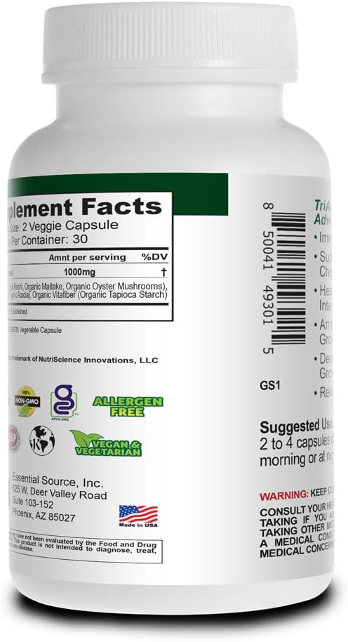 Prebiotic Capsules for Women &amp Men – Organic Prebiotics Supplement with Acacia Fiber VitaFiber Tricelium Mushroom Blend – Prebiotic Fiber Supplement for Gut Health Digestion &amp Microbiome Su