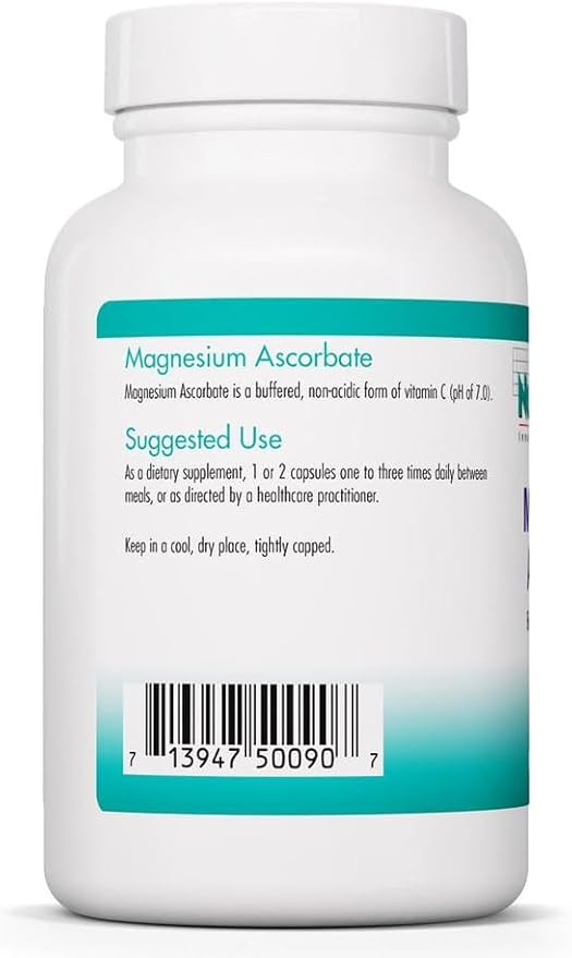 NutriCology Magnesium Ascorbate - Buffered Vitamin C Supplement - Delivers 1000 mg Stomach-Friendly &amp Non-Acidic Vitamin C - Vegetarian &amp Hypoallergenic - 50 Servings - 100 Capsules