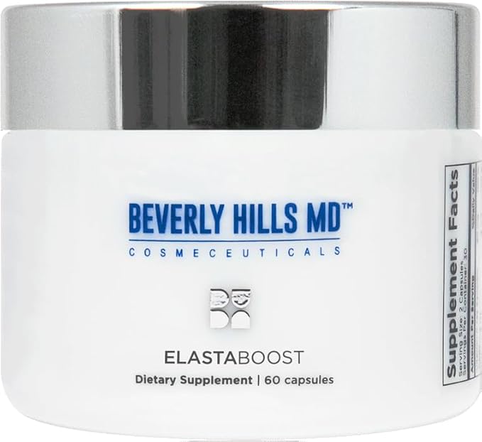 Beverly Hills MD Elastaboost Dietary Supplements for Aging Skin- Elastin Supporting Formula for Lifted Firmer Skin w/Hydrolyzed Elastin Hyaluronic Acid Vitamin C Phytoceramides (60 Capsules)