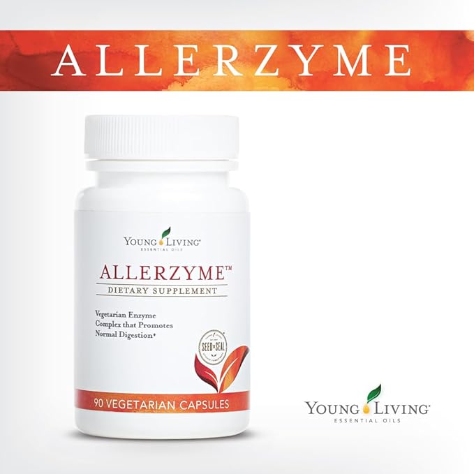 Young Living Allerzyme - 90 ct Dietary Supplement Capsules - Vegetarian Enzyme Complex with Tarragon and Ginger Premium Essential Oils for Digestive Support