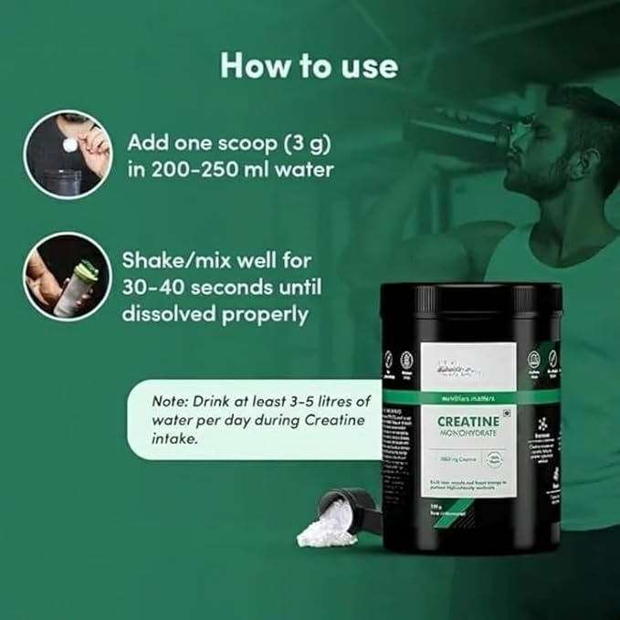Creatine Monohydrate Performance Booster|Provides Energy Support for WorkoutHelps in Muscle Repair&ampRecoveryImproveslean Muscle Mass|100% Vegan|Pack of 33 Servings|100 GramsPowder