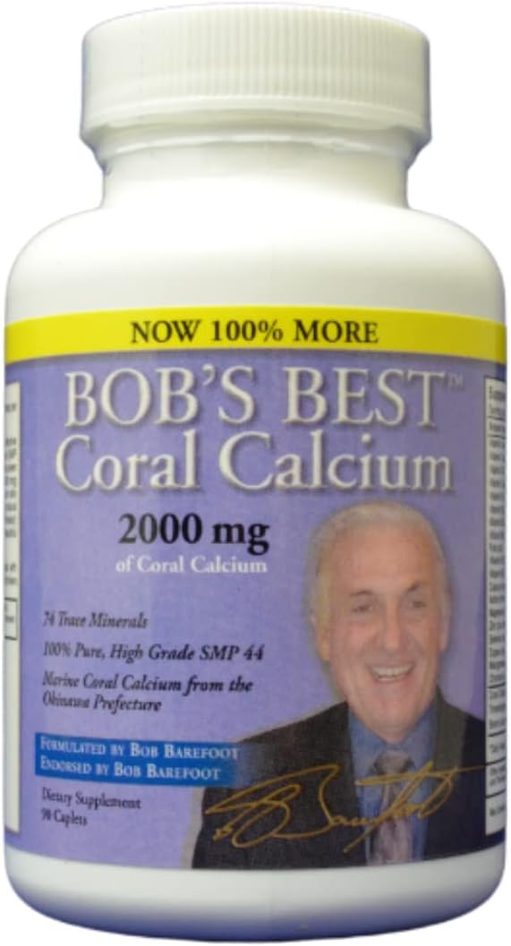 Bob Barefoot’s Bob’s Best Coral Calcium 2000 mg – Original Authentic Coral Calcium Formula – 90 Caplets – Founder Developed Premium Mineral Supplement