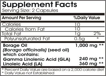 Borage Oil Concentrate Emulsified Dry 1000mg // 200 Capsules // Pure // by PureControl Supplements