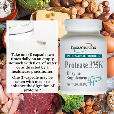 TRANSFORMATION THE GENESIS OF GOOD HEALTH Protease 375K Enzyme Blend Supplement High-Potency Formula for Protein Absorption &amp Gut Health Advanced Enzym Support for Nuttrient Absorption Non-GMO