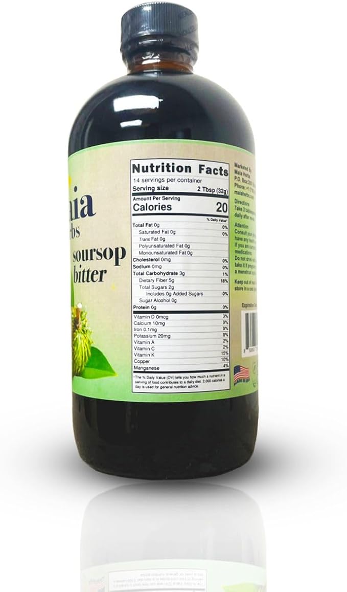 Soursop Bitters Liquid 16oz - Premium Holistic Immune Boost