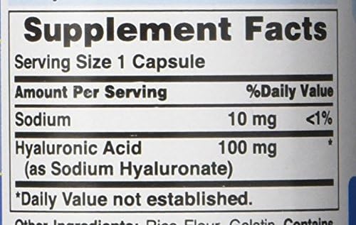 Puritan's Pride Hyaluronic Acid 100 mg Capsules 60 Count (Pack of 4)