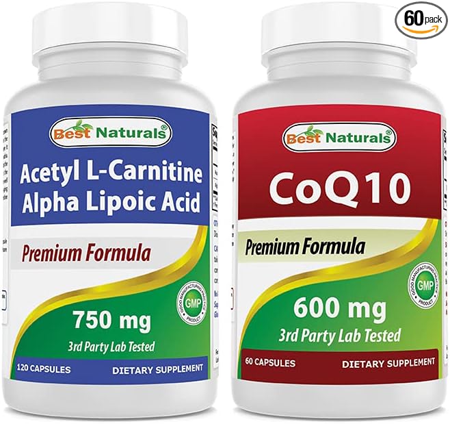 Best Naturals Acetyl L-Carnitine and Alpha Lipoic Acid 750 mg &amp CoQ10 600 mg
