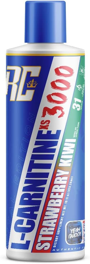 Ronnie Coleman Signature Series L-Carnitine XS 3000 Liquid Amino Acids Metabolism and Lean Muscle Strength Support Stimulant Free Sugar Free Zero Carbs Strawberry Kiwi 16 Oz