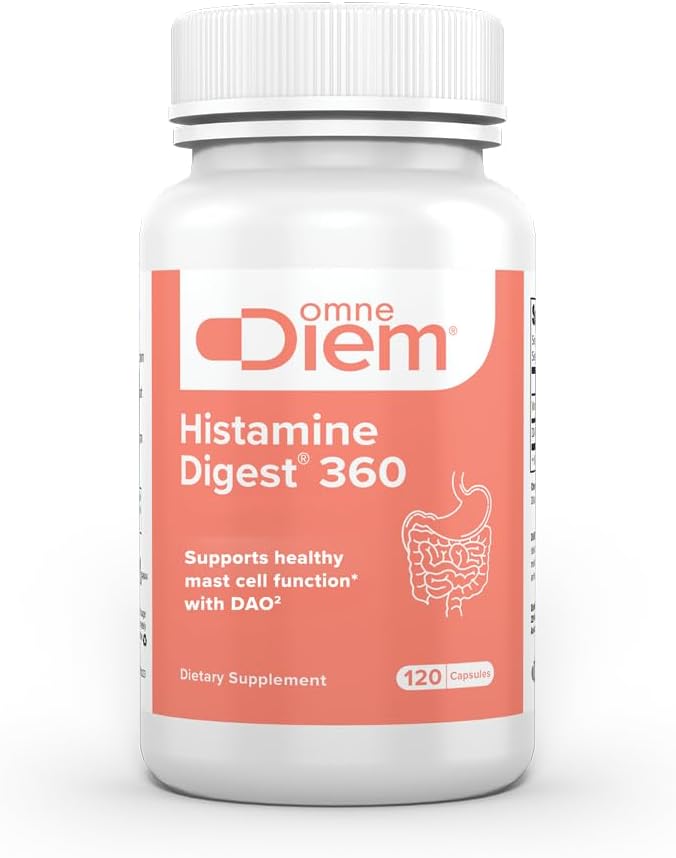 Omne Diem Histamine Digest 360 - DAO Enzyme - Diamine Oxidase &amp Vitamin B6 for P5P - 120 DR Capsules
