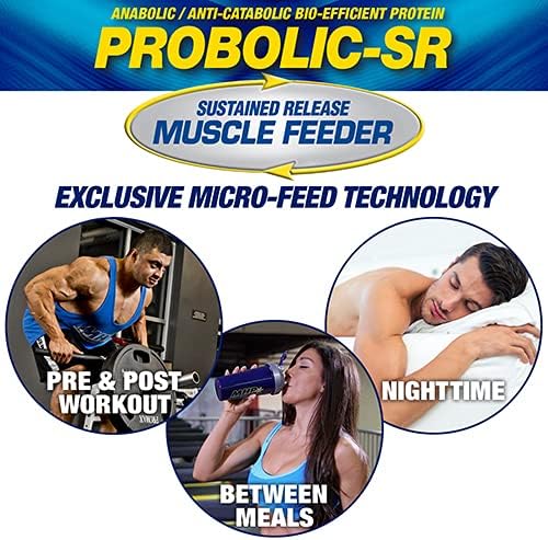 Maximum Human Performance Probolic-SR Sustained Release Protein Powder 24g Protein BCAAs Glutamine Arginine Pre-Workout Post-Workout Nighttime Protein 2lbs 26 Servings Vanilla