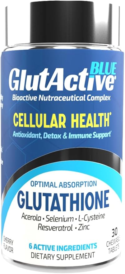 Blue 800mg | Glutathione | Antioxidant Increase Immunity &amp Energy – Detox &amp AntiAging Cysteine Selenium Zinc Resveratrol Acerola (VIT-C). Chewable. 30ct