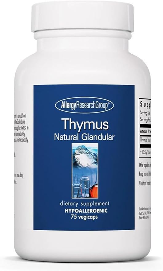 Allergy Research Group Thymus Supplement - Thymus Tissue Glandular Extract 1000mg Raw Thymus Glandular Ovine Lyophilized Hypoallergenic - 75 Count