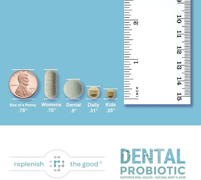 Dental Oral Probiotic 60 Chewable Tablets - Supplements w/BLIS K12 &amp M18 - Bad Breath Treatment for Adults - Boosts Oral Health - Fights Halitosis Tooth Decay Strep Throat (Mint Flavor)