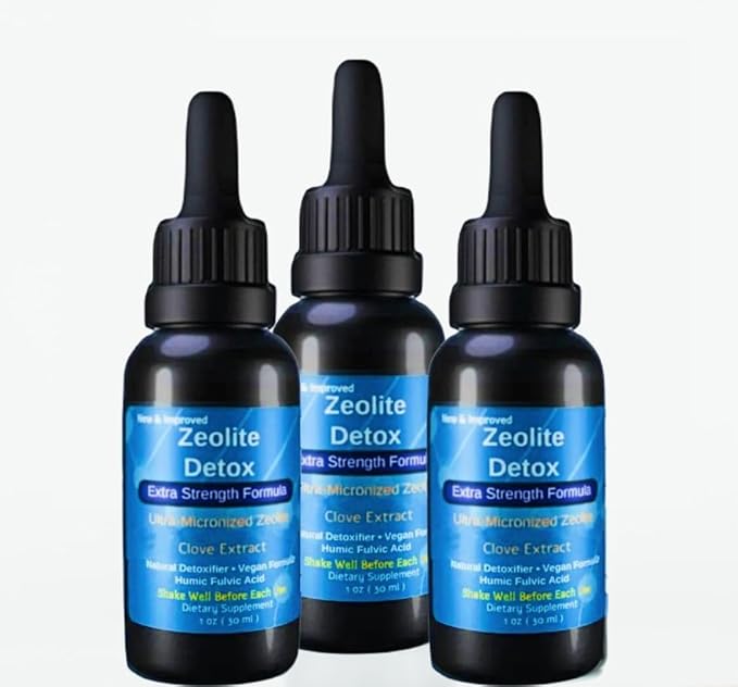 Liquified Zeolite 3 Pack Fulvic and Humic Acid Immune Gut Support Liquid Cleanser Zeolite 1 oz Glass Bottle exp 10/01/27