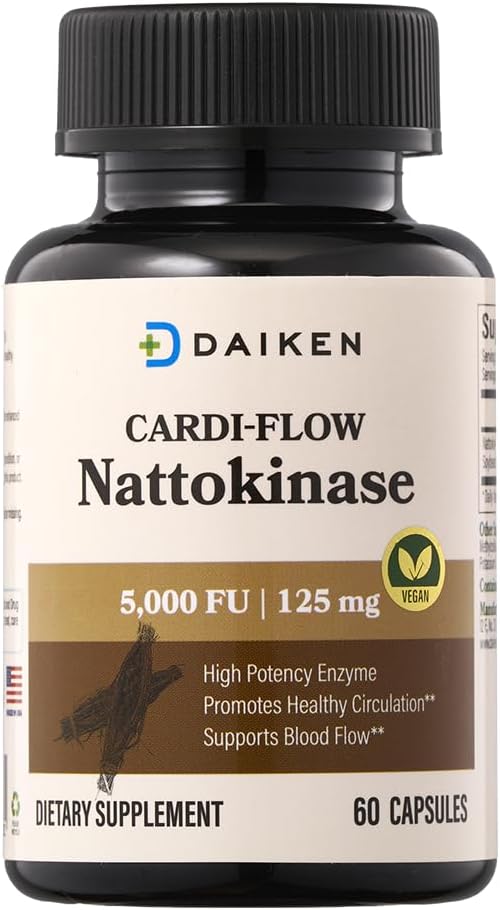 DAIKEN Nattokinase 5000 FU High Potency Nattokinase Supplement Non-GMO &amp Vegan Lab Tested 60 Capsules