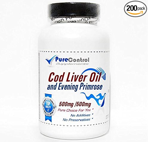 Cod Liver Oil Concentrate 500mg and Evening Primrose 500mg // 200 Capsules // Pure // by PureControl Supplements