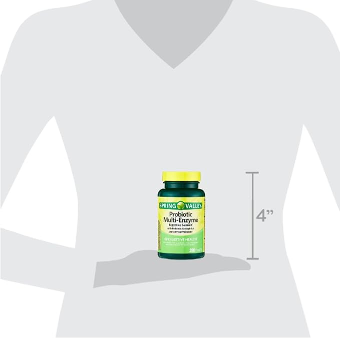 Spring Valley Probiotic Multi-Enzyme Digestive Formula Tablets Pack of 2 200 ct 400 Total Including Pill Organizer