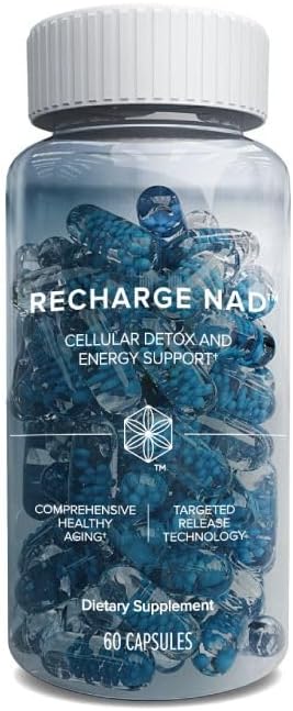 Isagenix Recharge NAD - Cellular Detox Comprehensive Healthy Aging and Energy Support - 1 Bottle - 60 ct Targeted Release Capsules