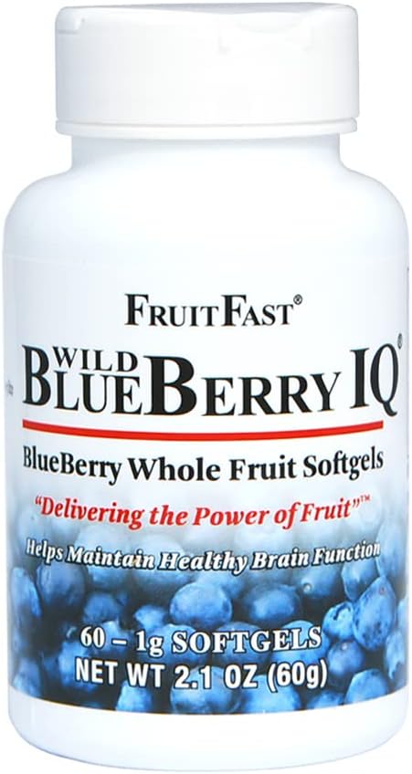 Wild Blueberry IQ by FruitFast | 60 Count - Non-GMO - Gluten Free - Paste Filled Chewable Softgel