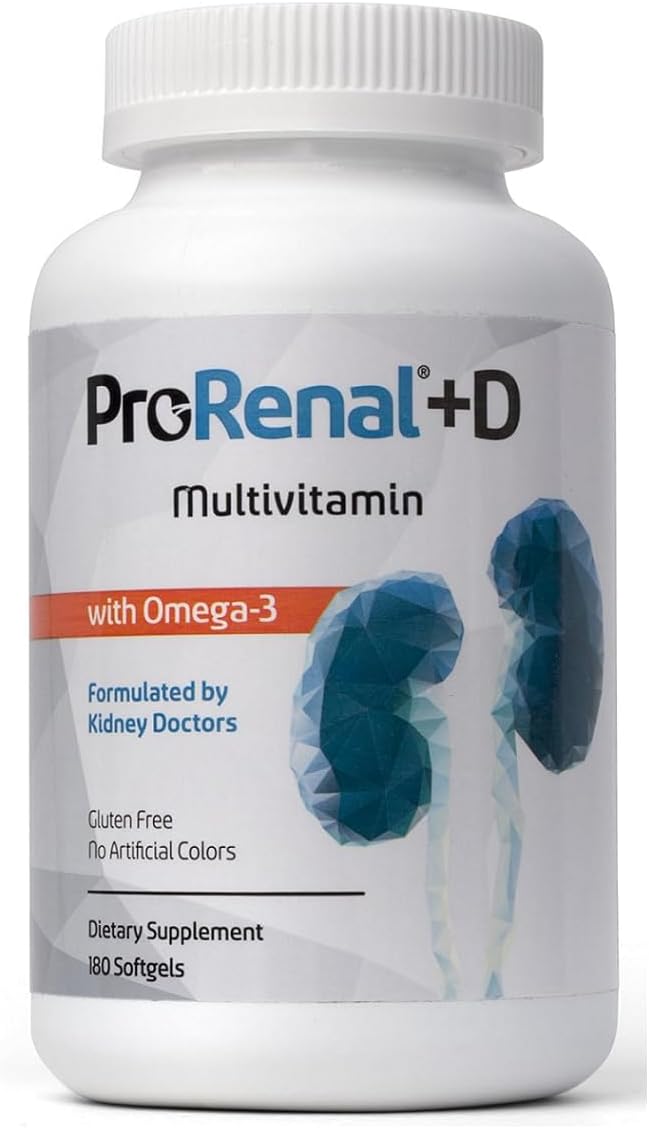 ProRenal+D with Omega-3 Fish Oil Kidney Multivitamin 180 Softgels 90-Day Supply