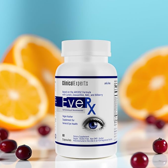 Navan EyeRx Antioxidant AREDS2 Eye Vitamins &amp Minerals Supplement for General Eye Health by Clinical Experts - Lutein Zeaxanthin NAC Bilberry Zinc Vitamin C - Kosher Certified 60 Capsules