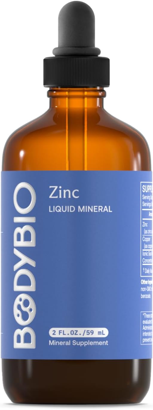 BodyBio Ionic Liquid Zinc Drops 2 oz | Immune Health &amp Cell Repair | Antioxidant | Ultimate Absorption | No Additives | Concentrated Liquid Zinc Supplement for Adults &amp Kids