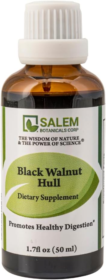 Salem Botanicals Black Walnut Hull Liquid Extract - Herbal Digestive Support Supplement | Supports Healthy Digestion &amp Gut Balance - 1.7 fl oz (50 ml)