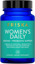 FRISKA Women’s Daily Digestive Enzyme and Probiotics Supplement Advanced Natural Support for Female Digestive Health Fights Bloating Eases Digestion Supports Nutrient Absorption 30 Capsules