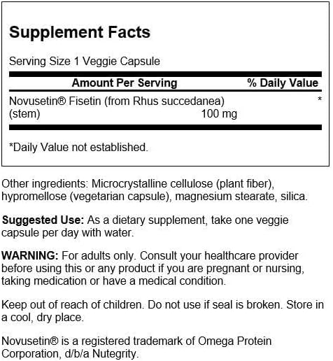 Swanson Fisetin Molecularly Similar to Apigenin Luteolin and Quercetin 100 Milligrams 30 Veg Capsules