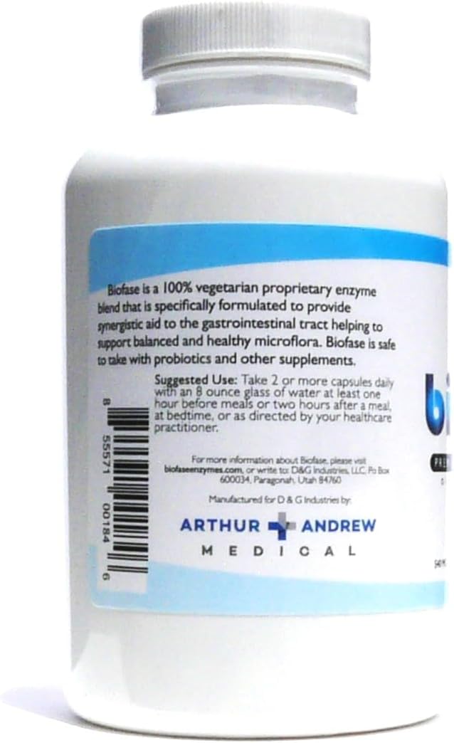 Biofase-Premium-Enzyme-Formula 180 Capsules - Biofilm Defense &amp Digestion - Systemic Enzymes to Support Intestinal Health - No Fillers!